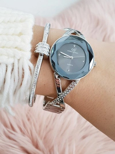 Damski Zegarek Giorgio & Dario Z Cekinami Cube Srebrny