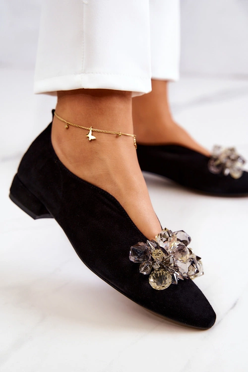 Eleganckie Zamszowe Półbuty Z Ozdobą Czarne McQueen