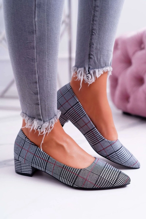 Czółenka Damskie Czarne w Kratkę Colia