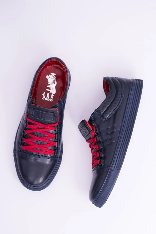 Męskie Skórzane Tenisówki Granatowe Elon