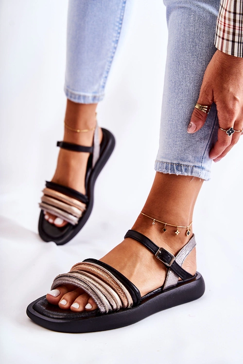 Modne Skórzane Sandały Damskie Maciejka 05561-01 Czarne