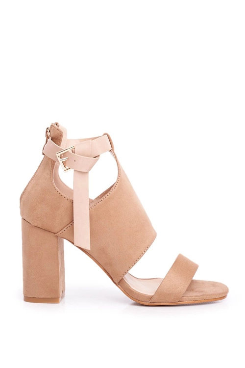 Sandały Na Słupku Z Cholewką Vinceza 20-17054 Beżowe