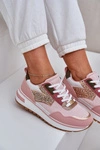 Błyszczące Buty Sportowe Damskie Różowe Leesema