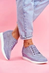 Sneakersy Damskie Sergio Leone Ażurowe Niebieskie PB122