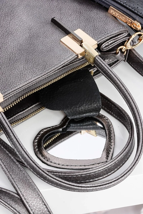 Duża Srebrna Torebka Damska + Saszetka + Lustereczko POLSKA