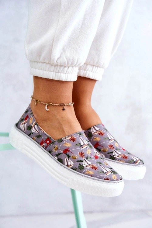 Damskie Tenisówki Slip On Memory Foam Big Star JJ276015 Szare