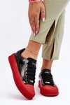 Damskie Lakierowane Trampki Na Platformie GOE LL2N4021 Czarno-Czerwone