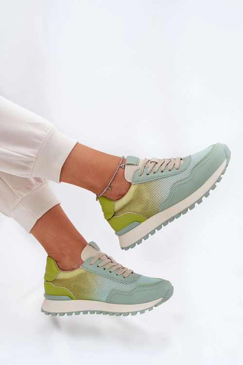 Skórzane Buty Sportowe Z Siateczką Damskie Vinceza 66775 Zielone
