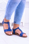 Granatowe Damskie Płaskie Sandałki Sunnyside