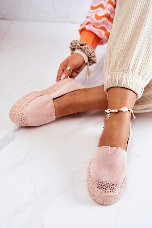 Zamszowe Espadryle Wsuwane Różowe Lesley