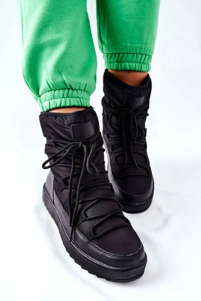 Damskie Śniegowce Ocieplane Czarne Cironeus