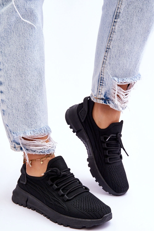 Damskie Wsuwane Buty Sportowe Sneakersy Czarne Rosett