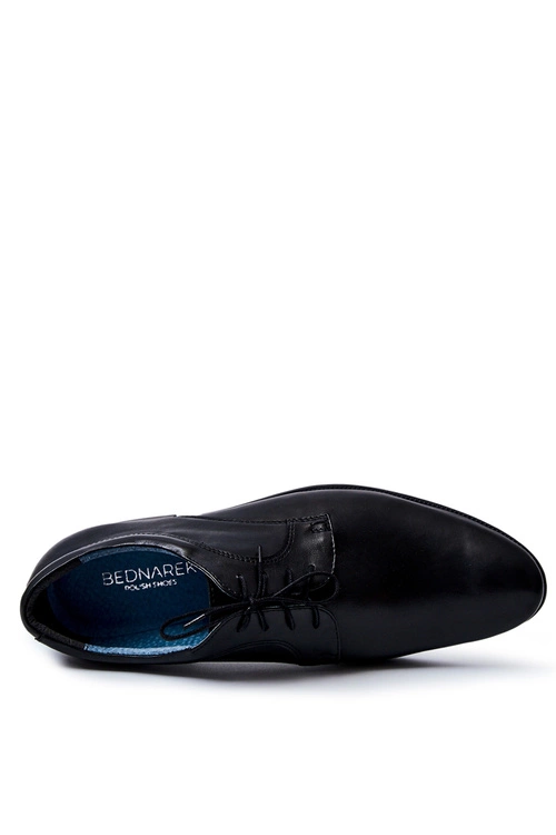 Męskie Półbuty Bednarek Eleganckie Skórzane Czarne Gaspare