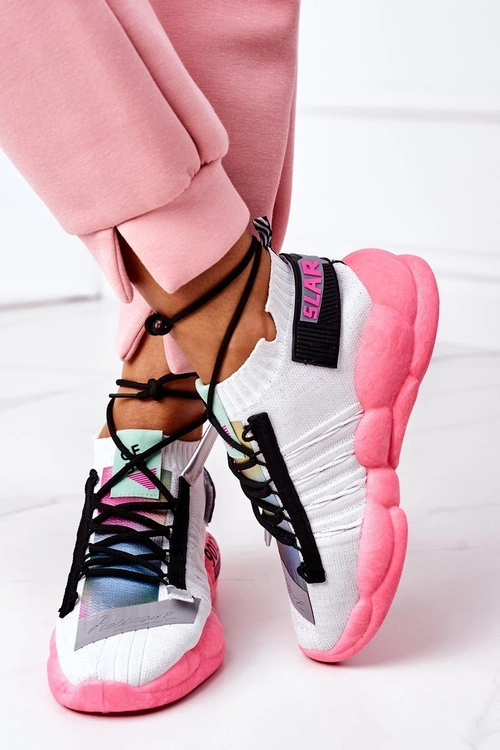 Damskie Sportowe Buty Sneakersy Biało-Różowe Bubble Tea