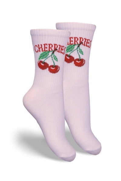 Skarpetki Dziecięce Młodzieżowe CHERRIES Pudrowy Róż