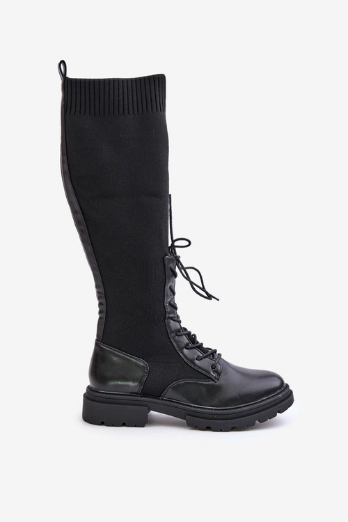 Wsuwane Kozaki Ze Skarpetkową Cholewką Czarne Iranel