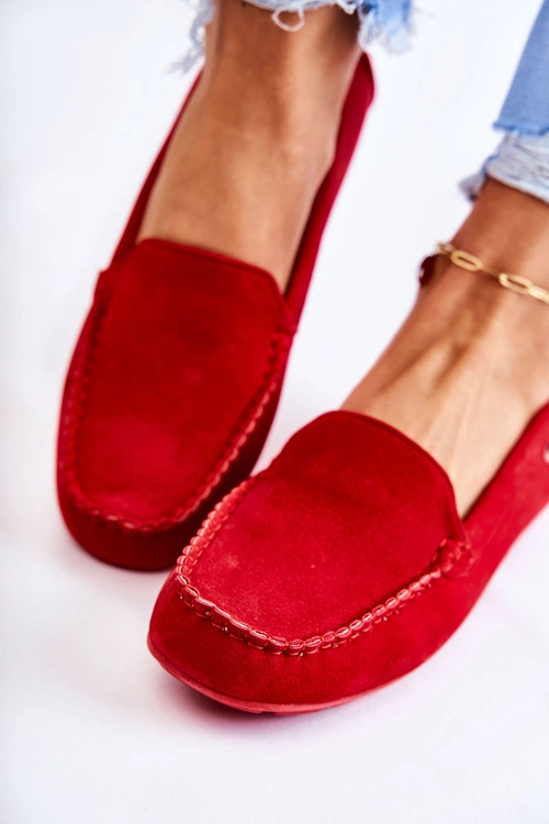 Zamszowe Mokasyny Damskie Czerwone Millare
