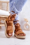 Espadryle Damskie Na Platformie Wiązane Camel Fuerta