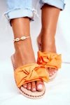 Klapki Damskie Z Kokardką Pomarańczowy Neon Happiness