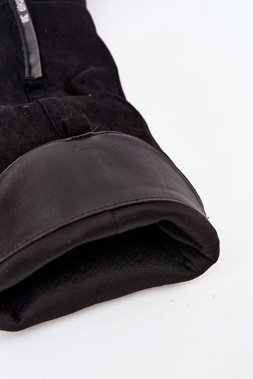 Kozaki Damskie Na Słupku Z Eko Zamszu Czarne Prisca