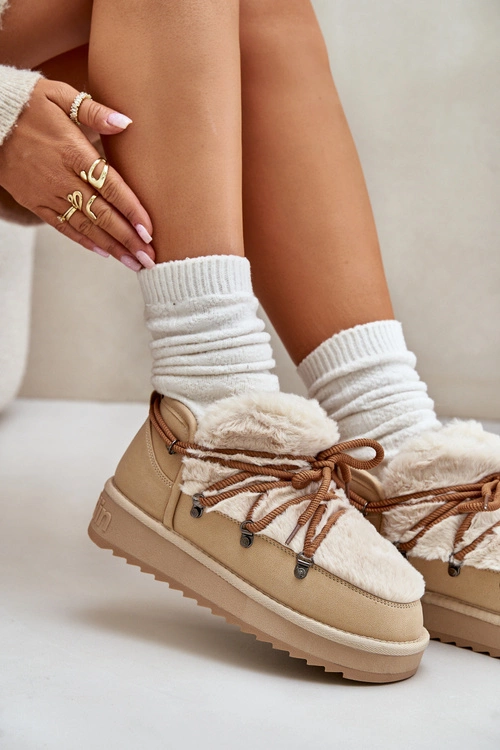 Niskie Śniegowce Na Platformie Z Futerkiem D.Franklin DFSH370011 Beżowe