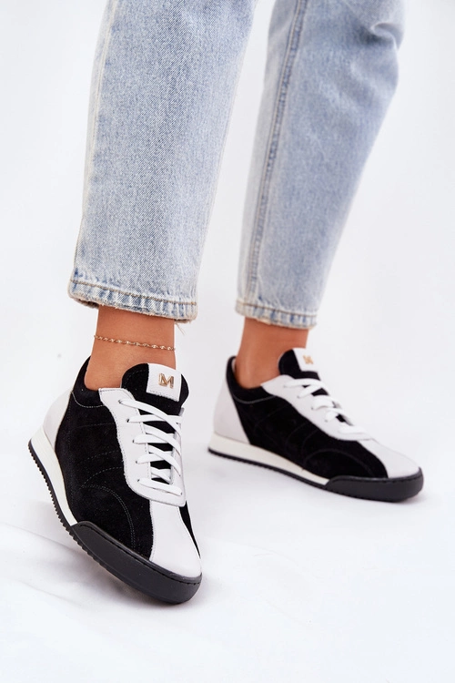 Skórzane Buty Sportowe Damskie Laura Messi 2935 Czarne