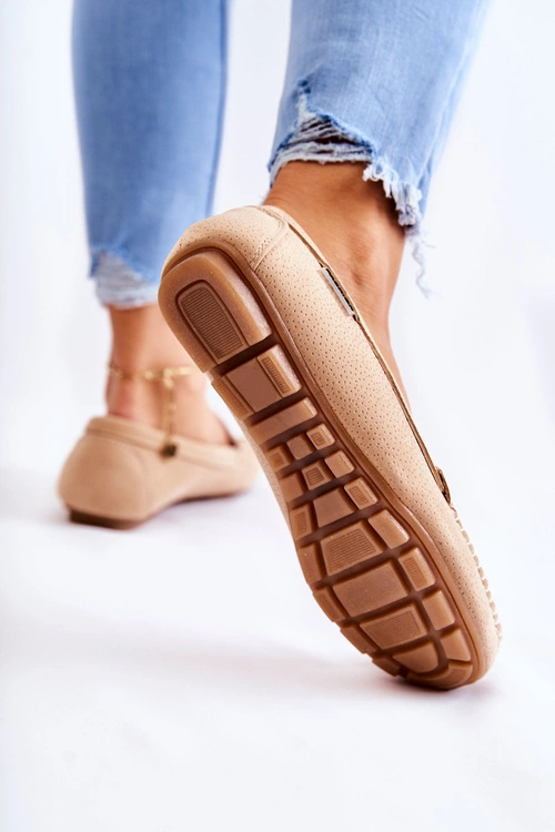 Zamszowe Mokasyny Damskie Beżowe Millare