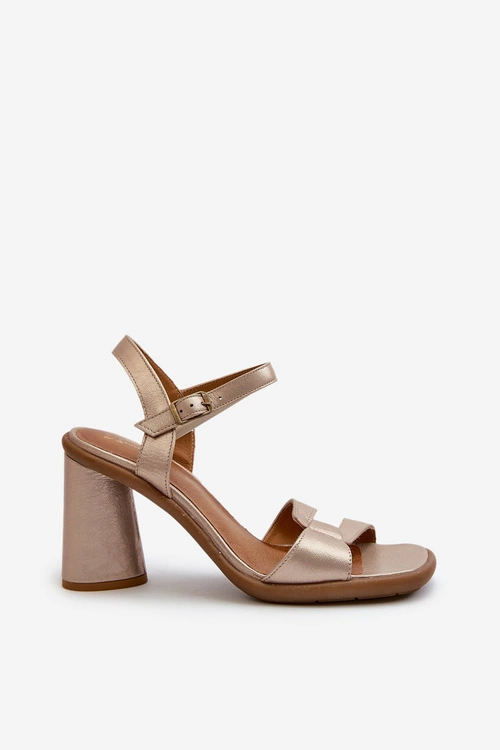 Skórzane Sandały Na Słupku Maciejka 06029-25 Złote