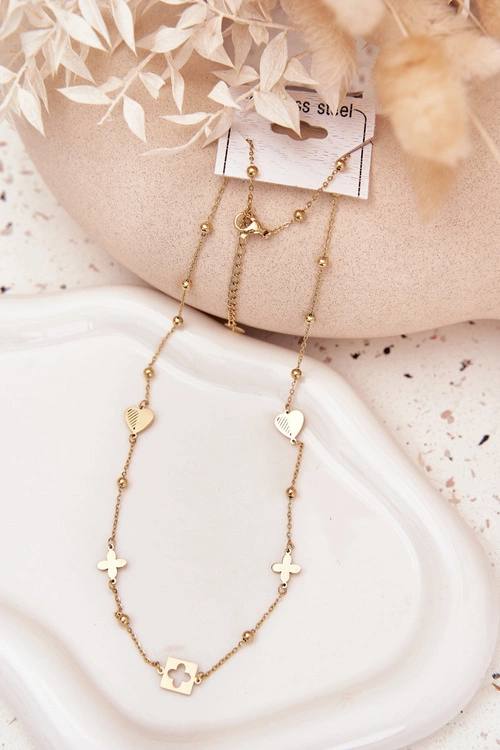 Naszyjnik Z Zawieszkami Stal Nierdzewna Złoty