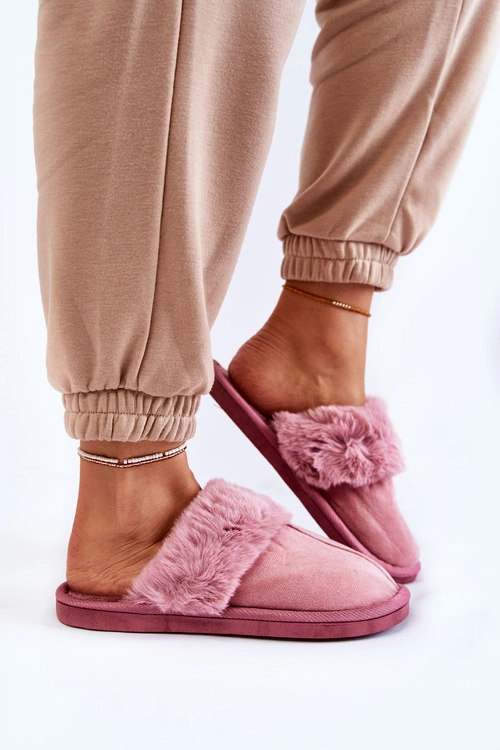 Damskie Klasyczne Papcie Z Futerkiem Różowe Lorines