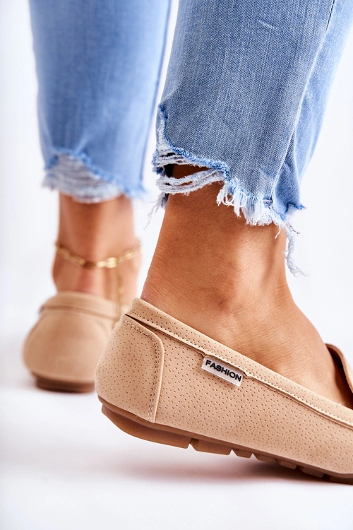 Zamszowe Mokasyny Damskie Beżowe Millare