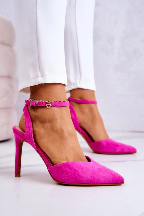 Zamszowe Szpilki Na Sprzączkę Fuksja Kharen