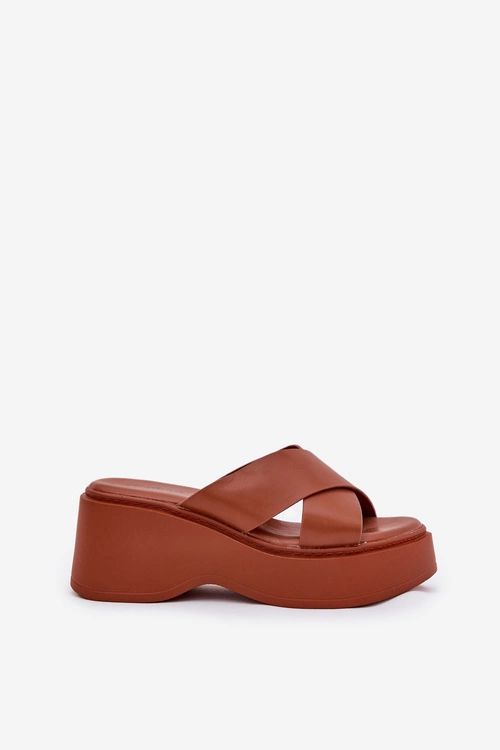 Klapki Damskie Na Platformie I Koturnie Camel Nelithraea