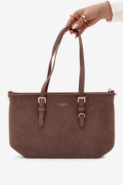 Flora&Co Torebka Shopperka Zamszowa Taupe Araminta