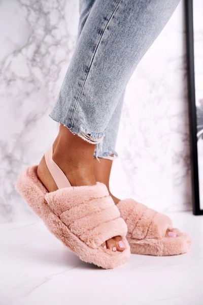 Papcie Damskie na Platformie Futrzane Pomarańczowe Snowflake