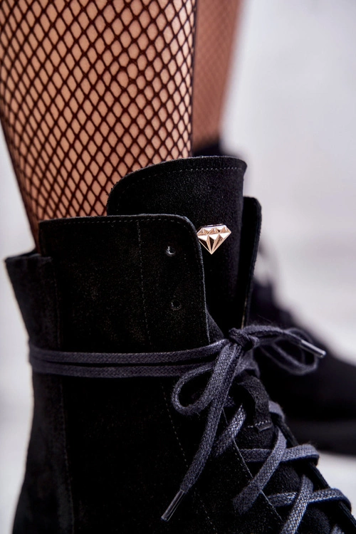 Zamszowe Botki Na Suwak Nicole 2754 Czarne