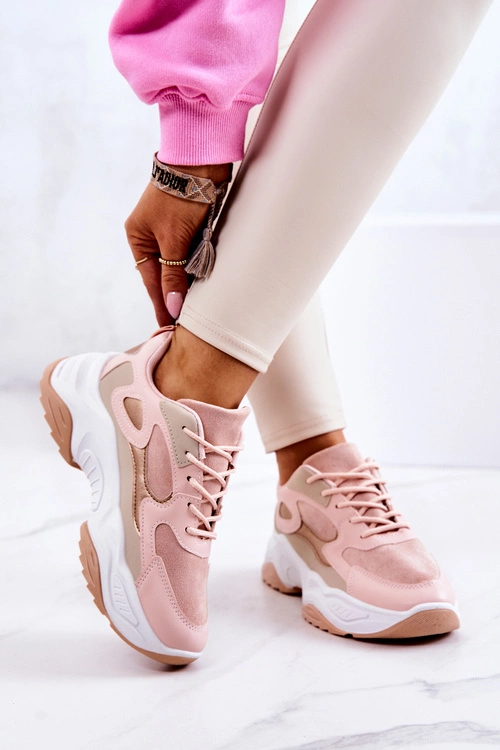 Sportowe Buty Sneakersy Różowe Retroque
