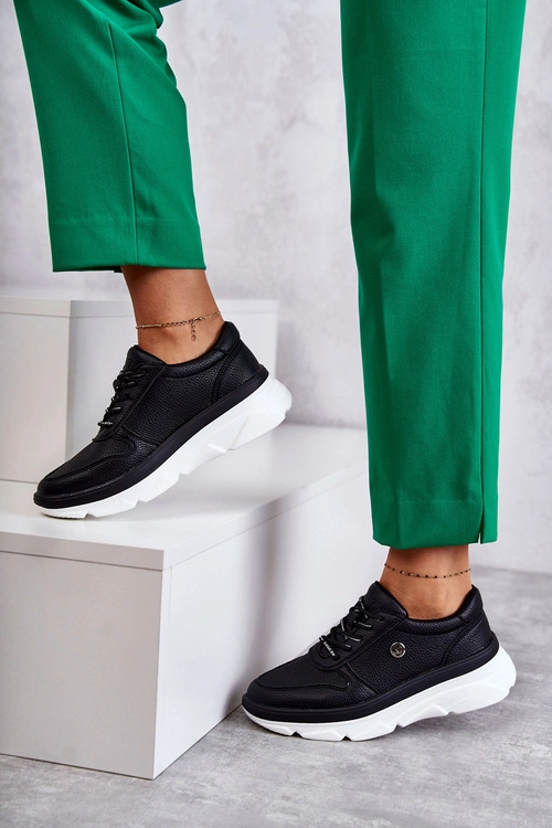 Damskie Skórzane Buty Sportowe Czarne Camrose