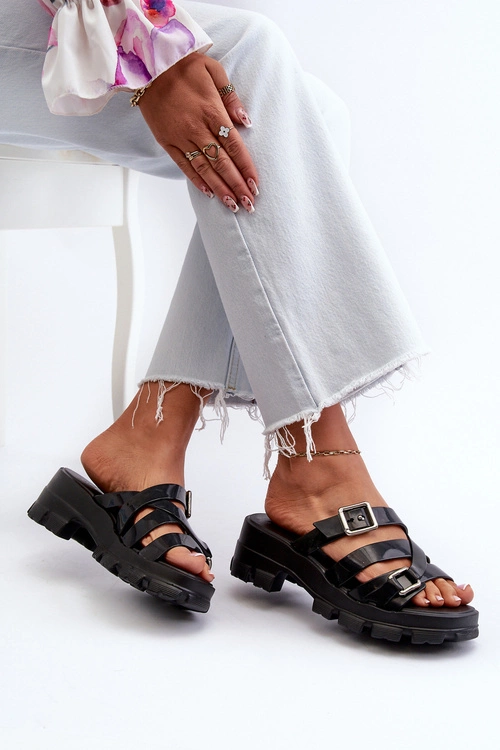 Pachnące Klapki Damskie Na Niskim Obcasie ZAXY NN285043 Czarne