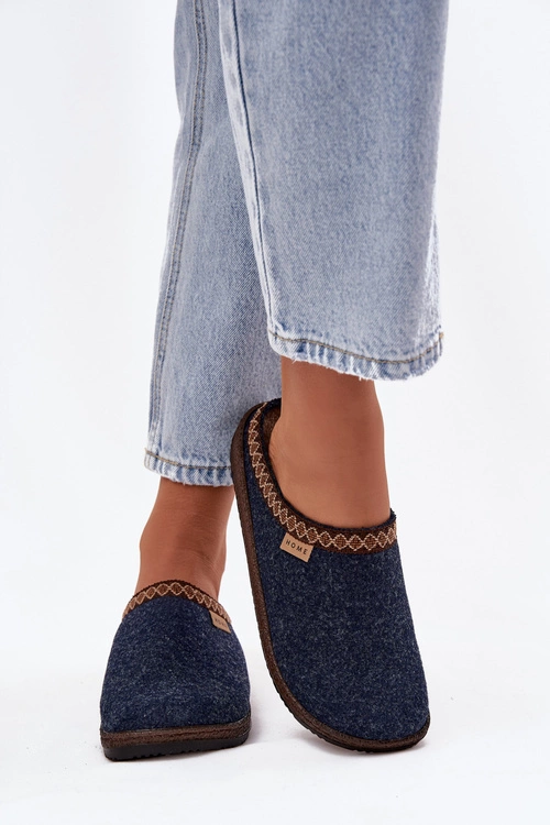 Kapcie Damskie Z Haftem Inblu NL000009 Granatowe