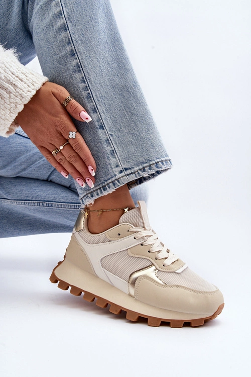 Sneakersy Buty Sportowe Damskie Beżowe Ralita