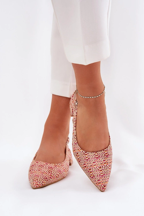 Plecione Sandały Damskie Na Delikatnym Obcasie Multikolor Jorela