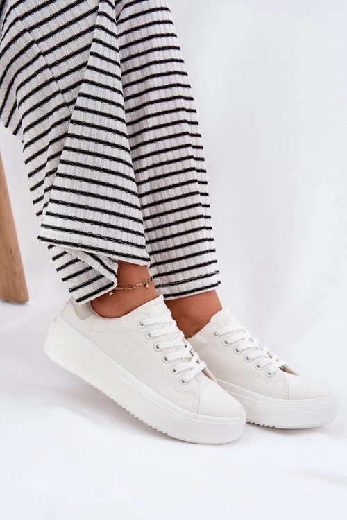 Materiałowe Trampki Damskie Na Platformie Big Star RR274463 Białe