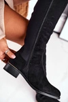 Kozaki Damskie Do Kolana Zamsz / Lycra Czarne Natasha