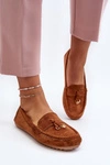 Damskie Zamszowe Klasyczne Mokasyny Camel Ontala