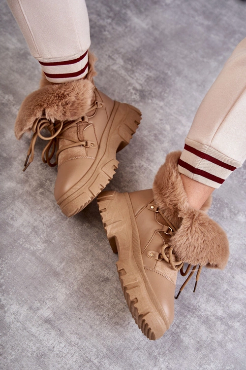 Ocieplane Botki Trapery Ciemnobeżowe Charles