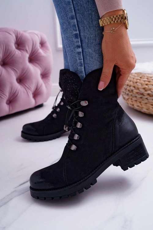 Damskie Botki Wysokie Czarne Barski 18-52