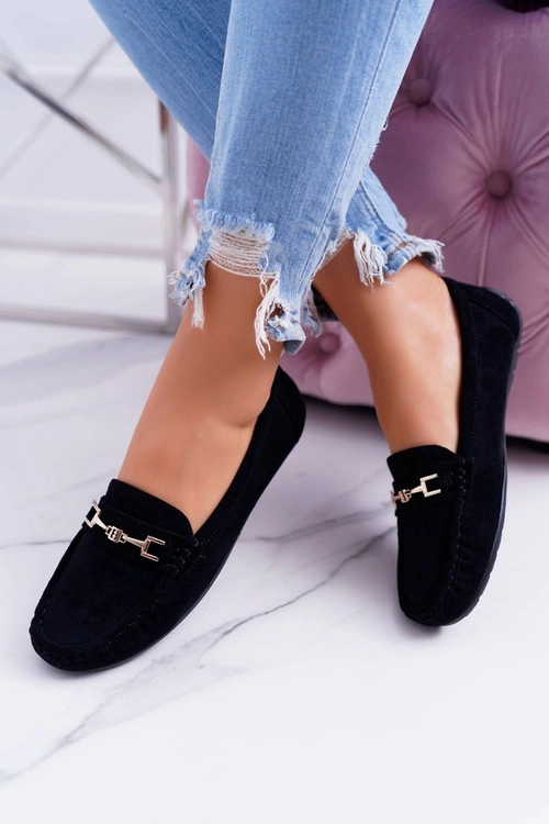 Mokasyny Damskie Zamszowe Comfort Czarne Anzio