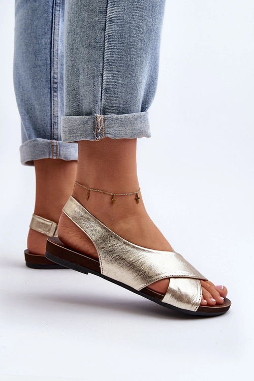 Zazoo 40407 Sandały Skórzane Damskie Złote