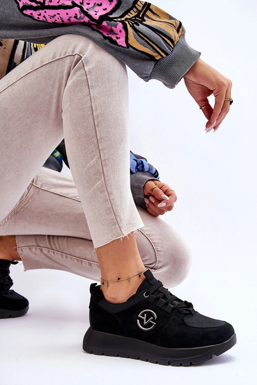 Damskie Buty Sportowe Na Platformie Czarne Aisha